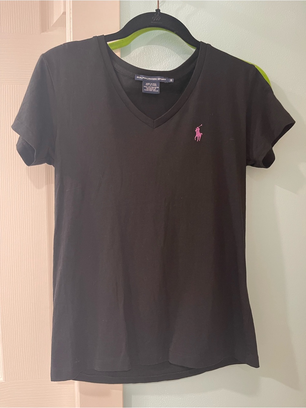 Polo Ralph Lauren Black V Neck T-shirt Women’s Sz Small Short Sleeves